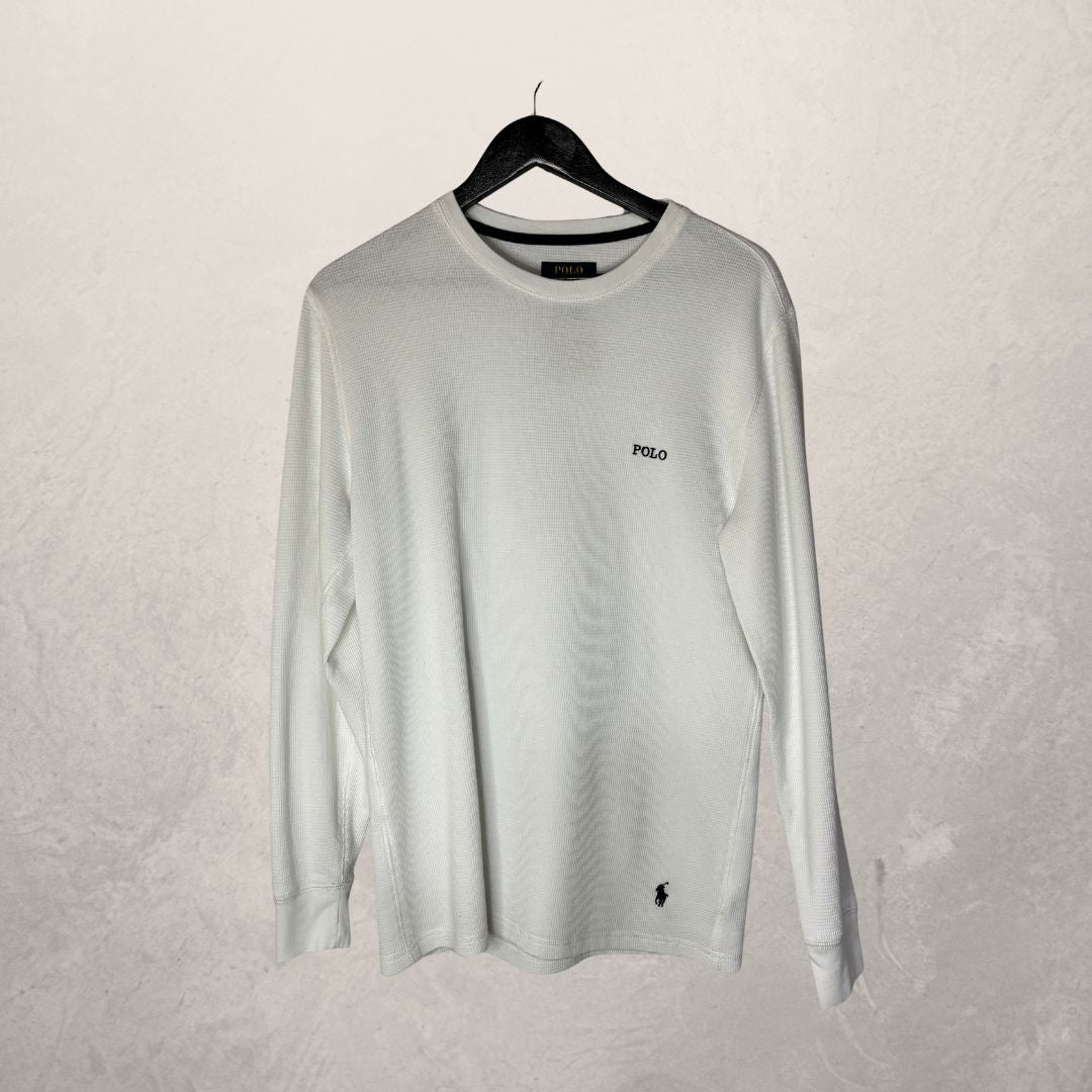 Polo white longsleeve tee M