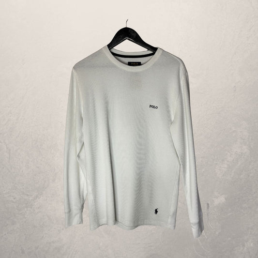 Polo white longsleeve tee M