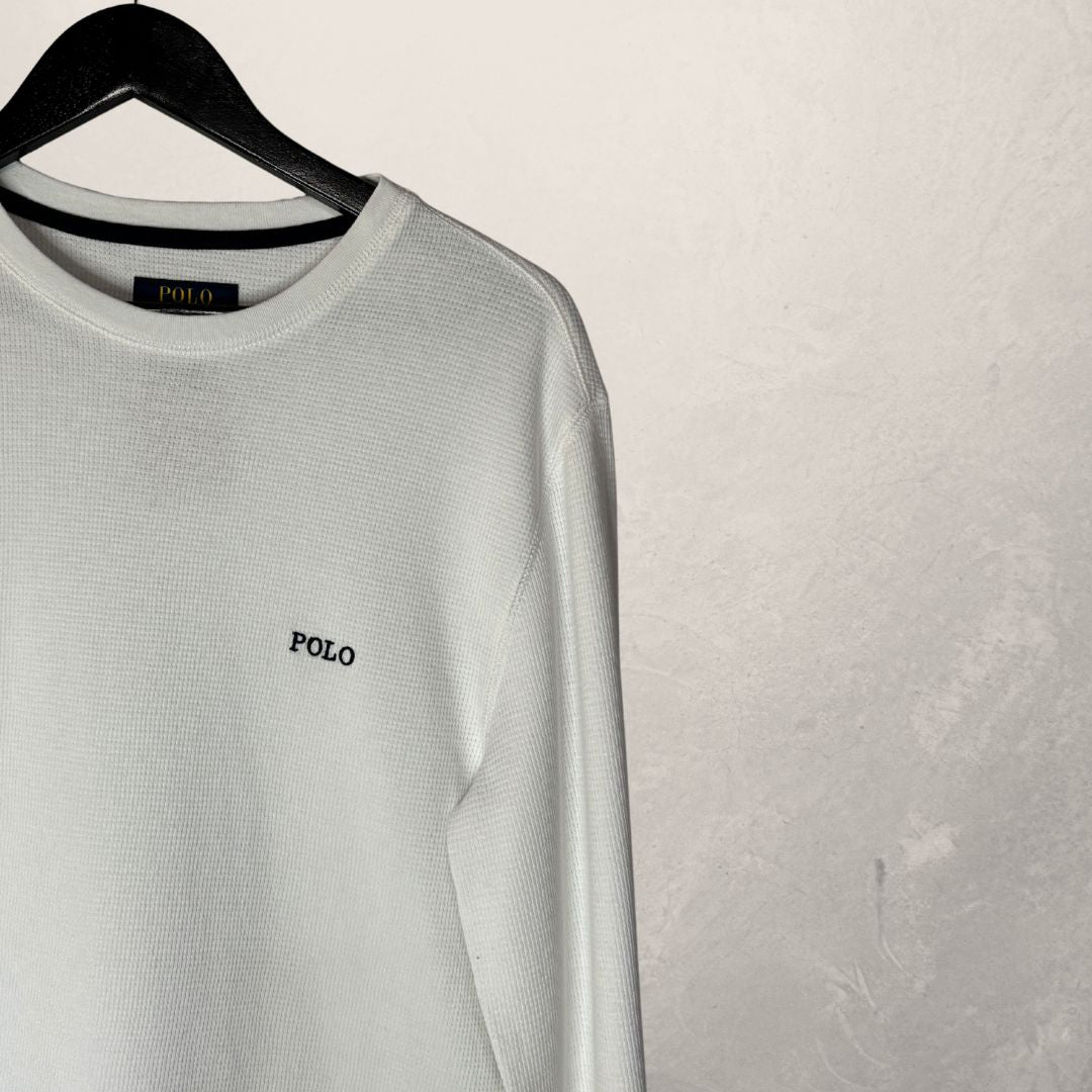 Polo white longsleeve tee M
