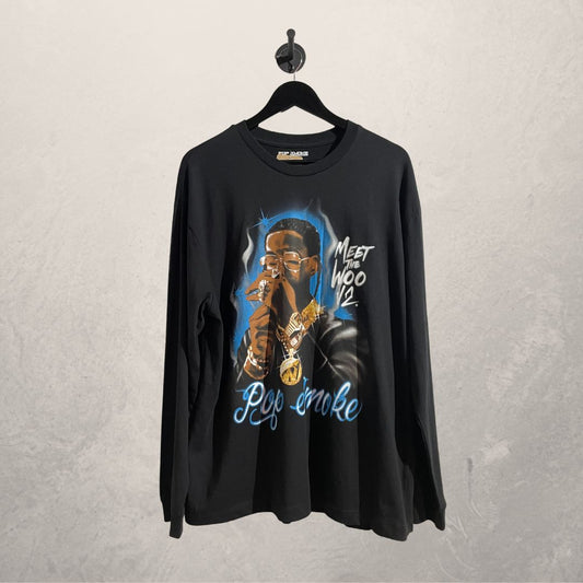 Pop Smoke black LS graphic t shirt L