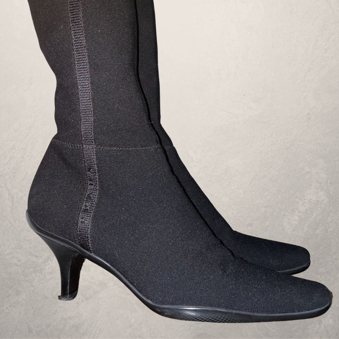 Prada black knit boots 39