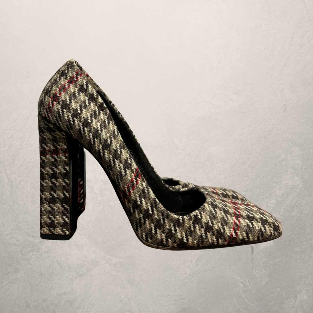 Prada brown gingham heels 39