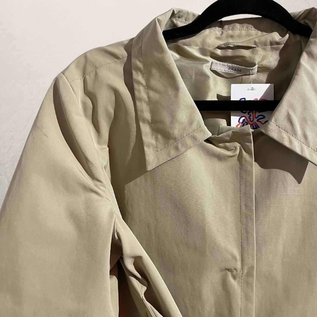 Prada sand cropped trench jacket S- Velvet Archive