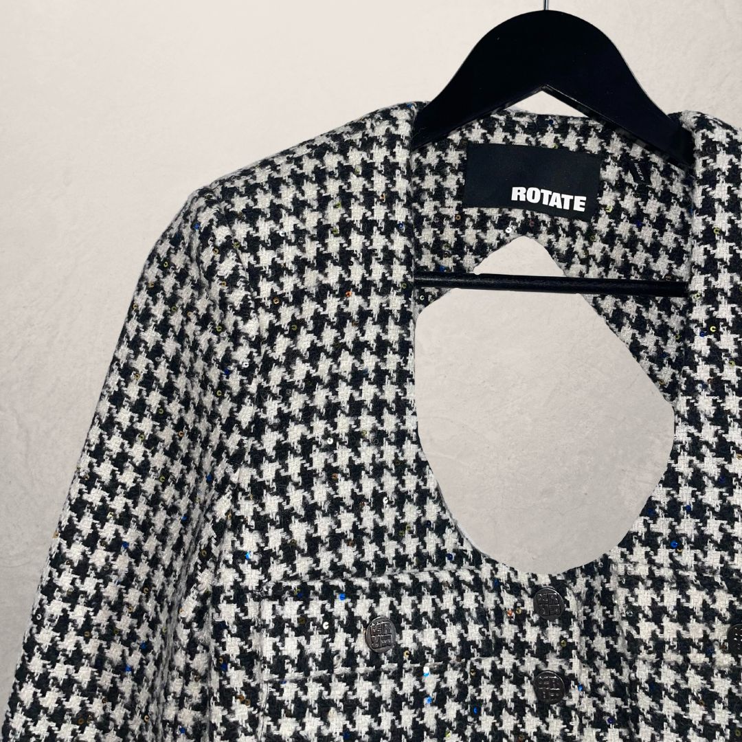 Rotate houndstooth cropped blazer M