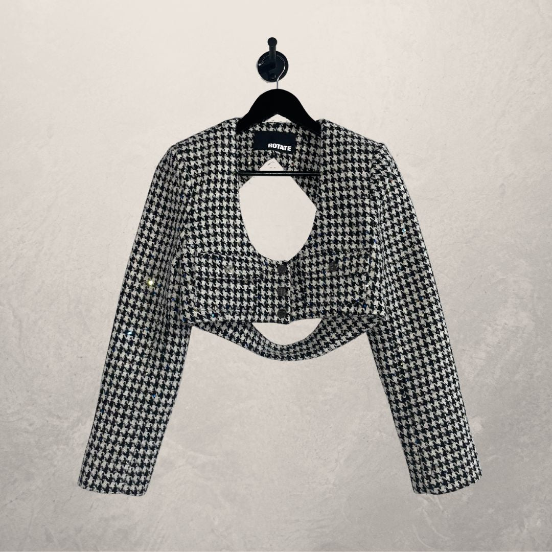 Rotate houndstooth cropped blazer M