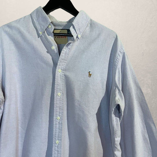 Ralph Lauren blauw chambrey ls overhemd L