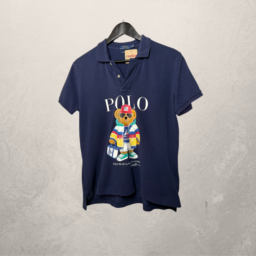 Ralph Lauren blauw poloshirt met beermotief M