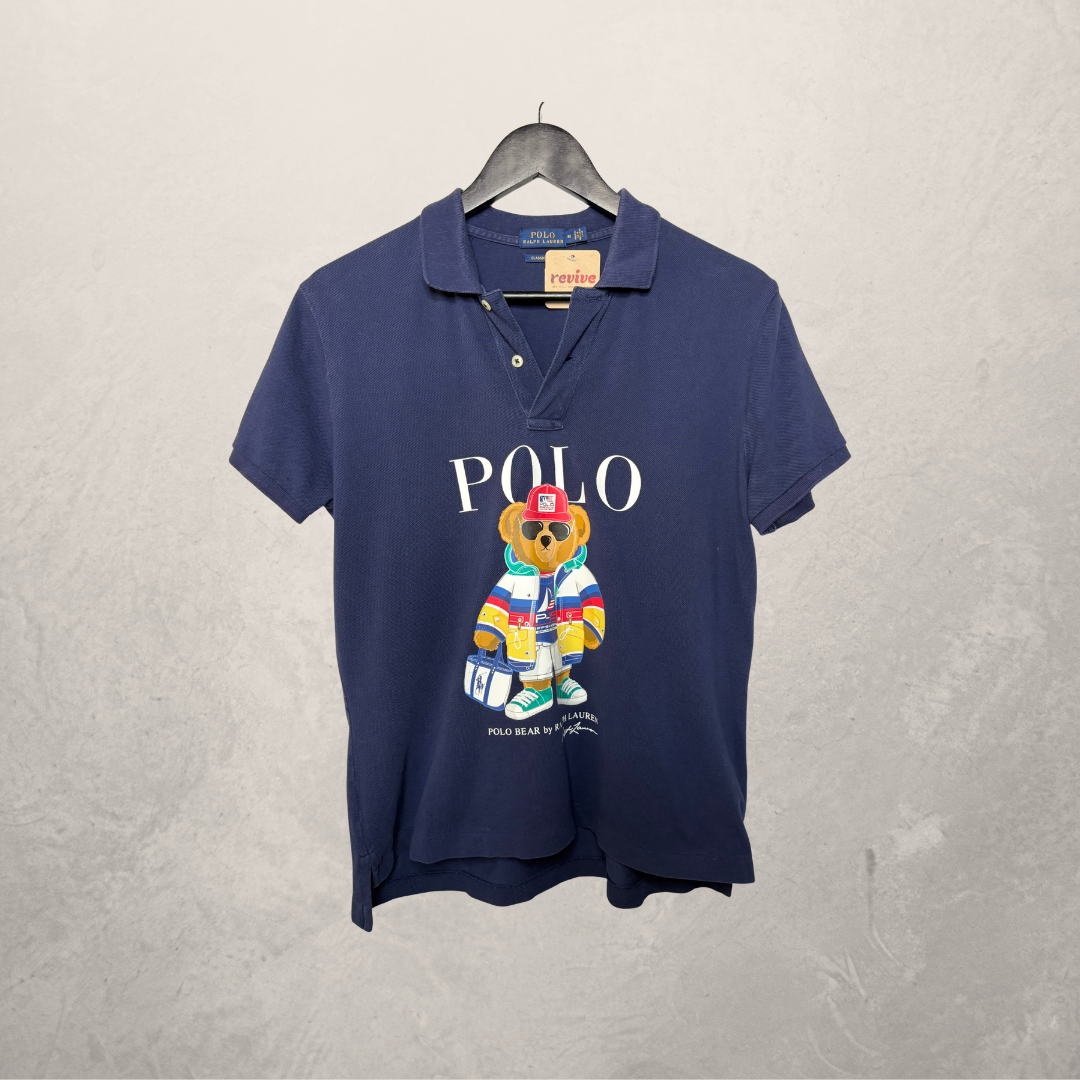 Ralph Lauren blauw poloshirt met beermotief M