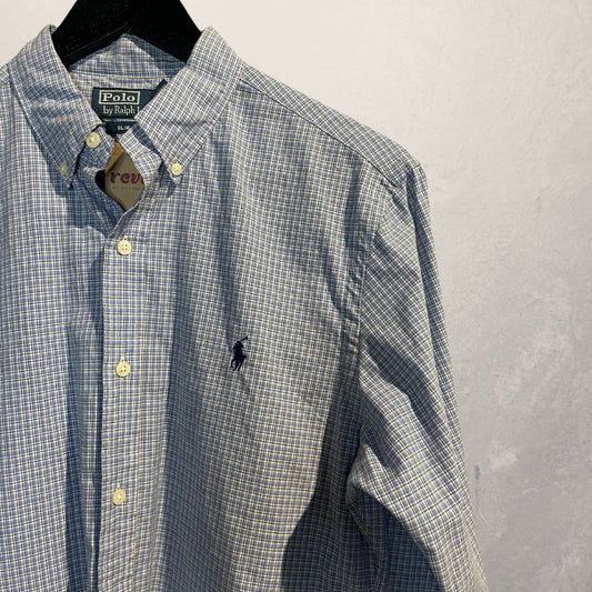 Ralph Lauren blauw wit geruit overhemd M
