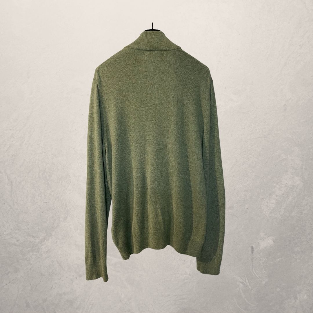 Ralph Lauren groene 100% wollen trui met halve rits L