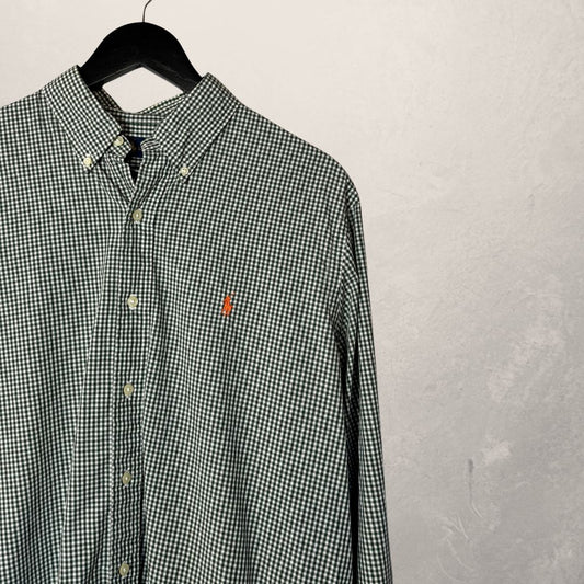 Ralph Lauren groen oranje logo shirt L