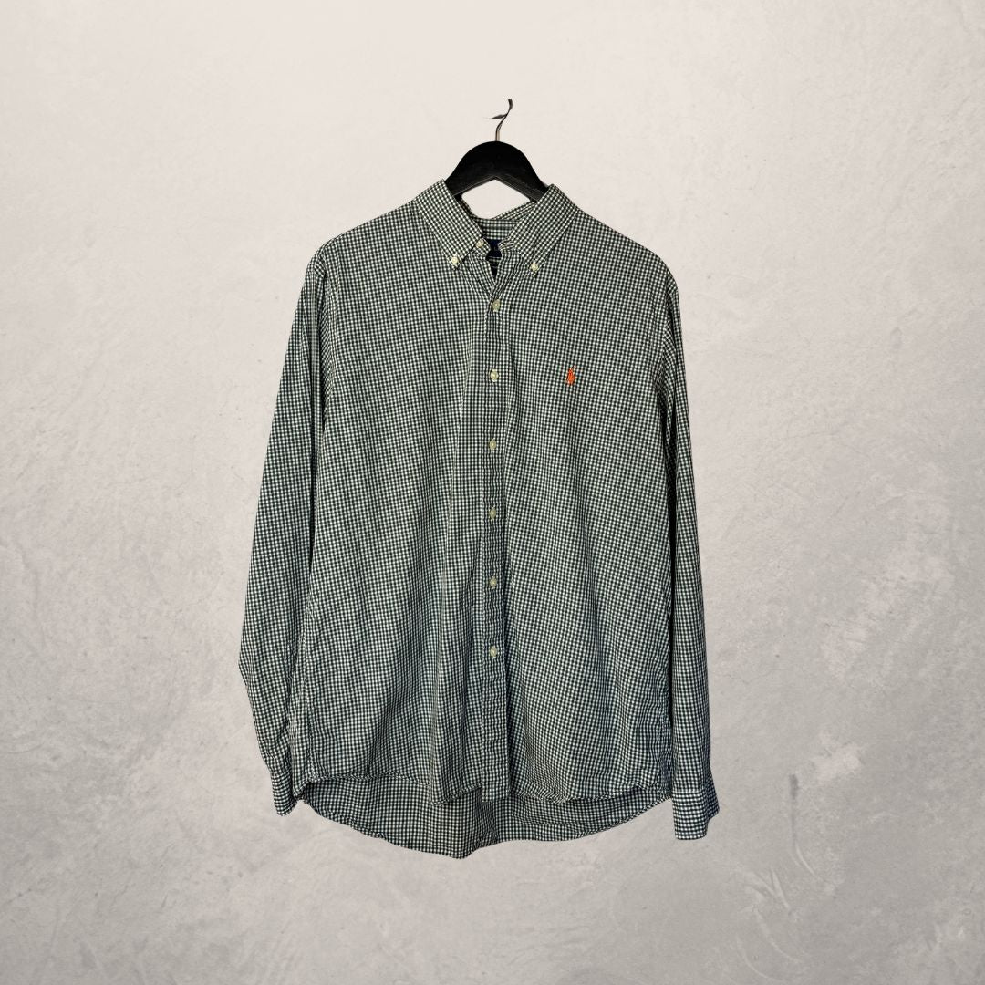 Ralph Lauren groen oranje logo shirt L