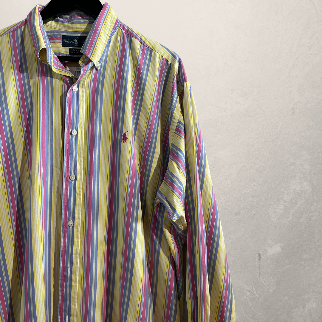 Ralph Lauren purple/pink striped ls shirt XL