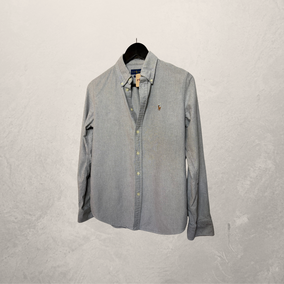 Ralph Lauren slim fit blauw chambrey overhemd lange mouwen M