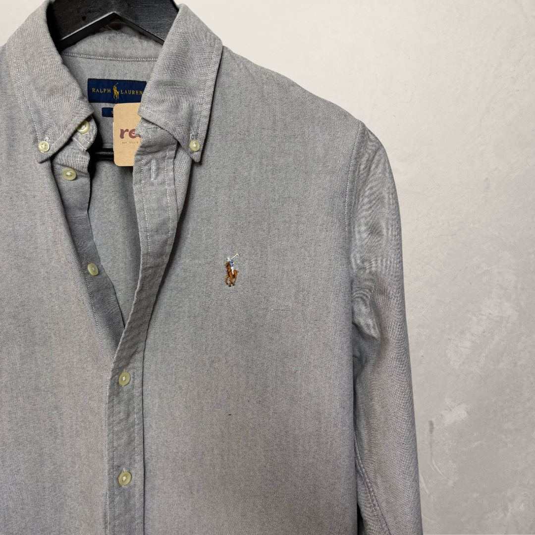 Ralph Lauren slim fit blauw chambrey overhemd lange mouwen M