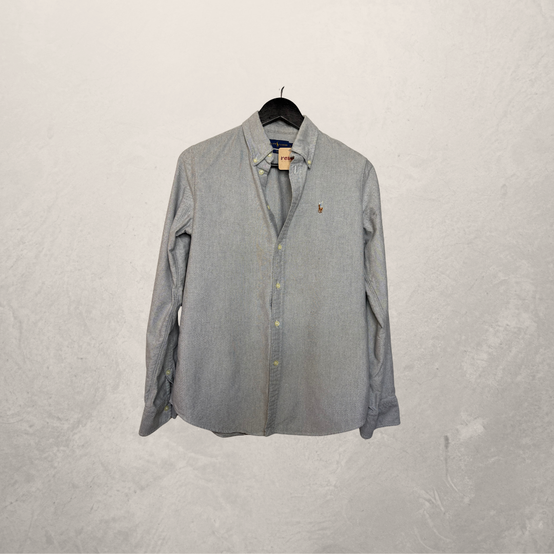 Ralph Lauren slim fit blauw chambrey overhemd lange mouwen M