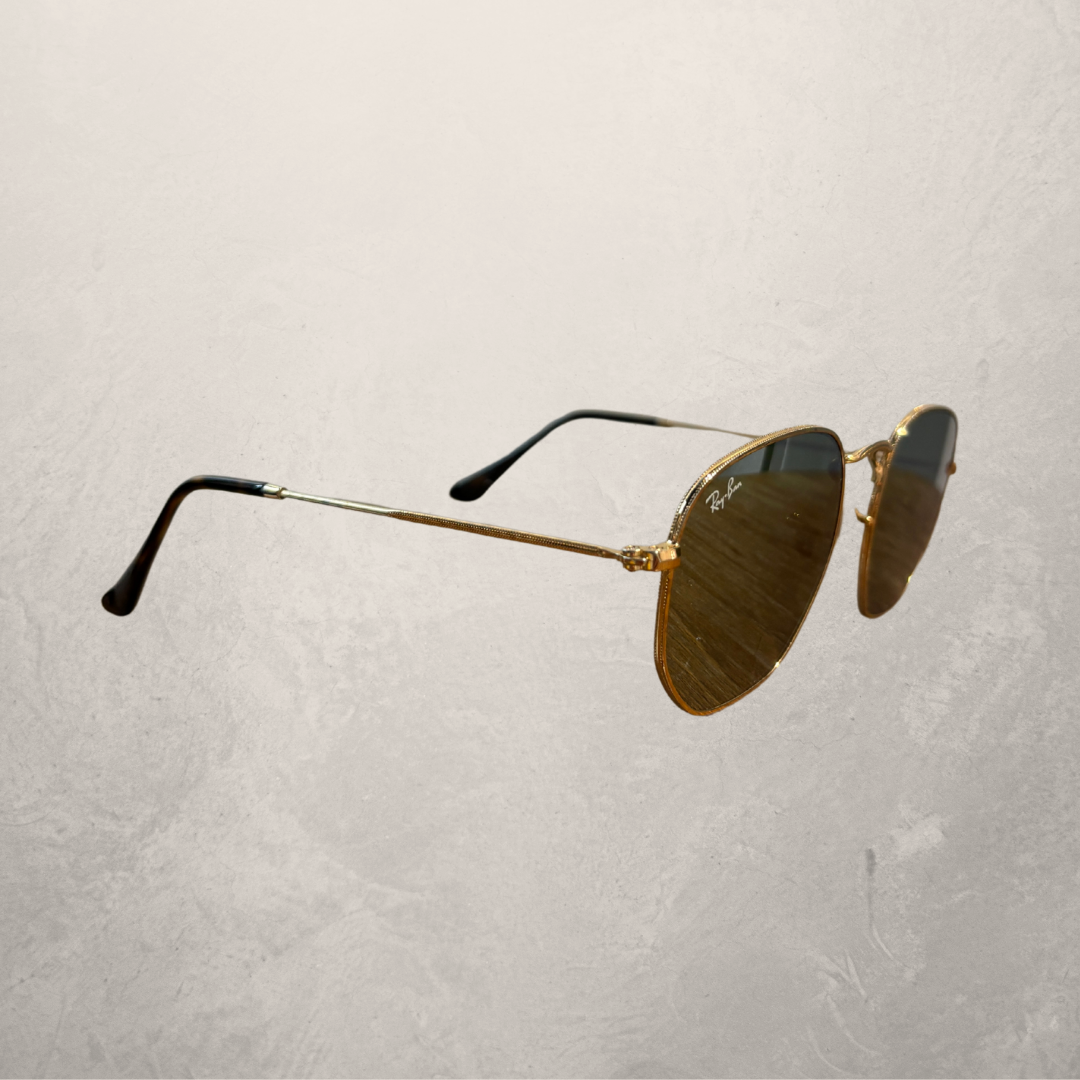 Ray ban gold mirror hexagon frame sunglasses (good) w/case