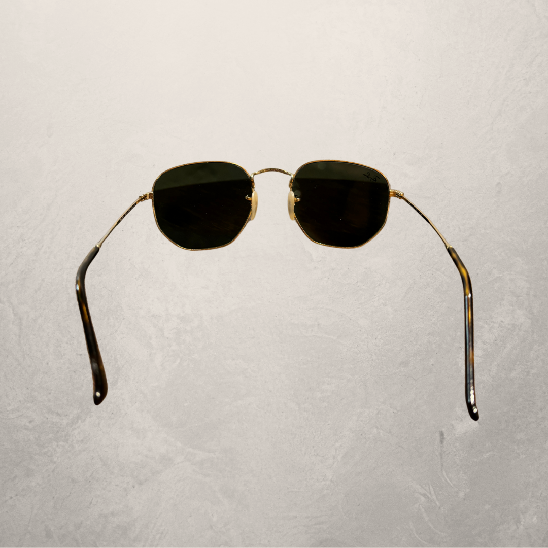 Ray ban gold mirror hexagon frame sunglasses (good) w/case