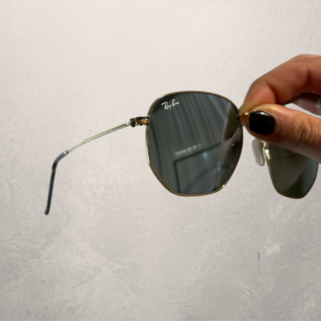 Ray ban gold mirror hexagon frame sunglasses (good) w/case