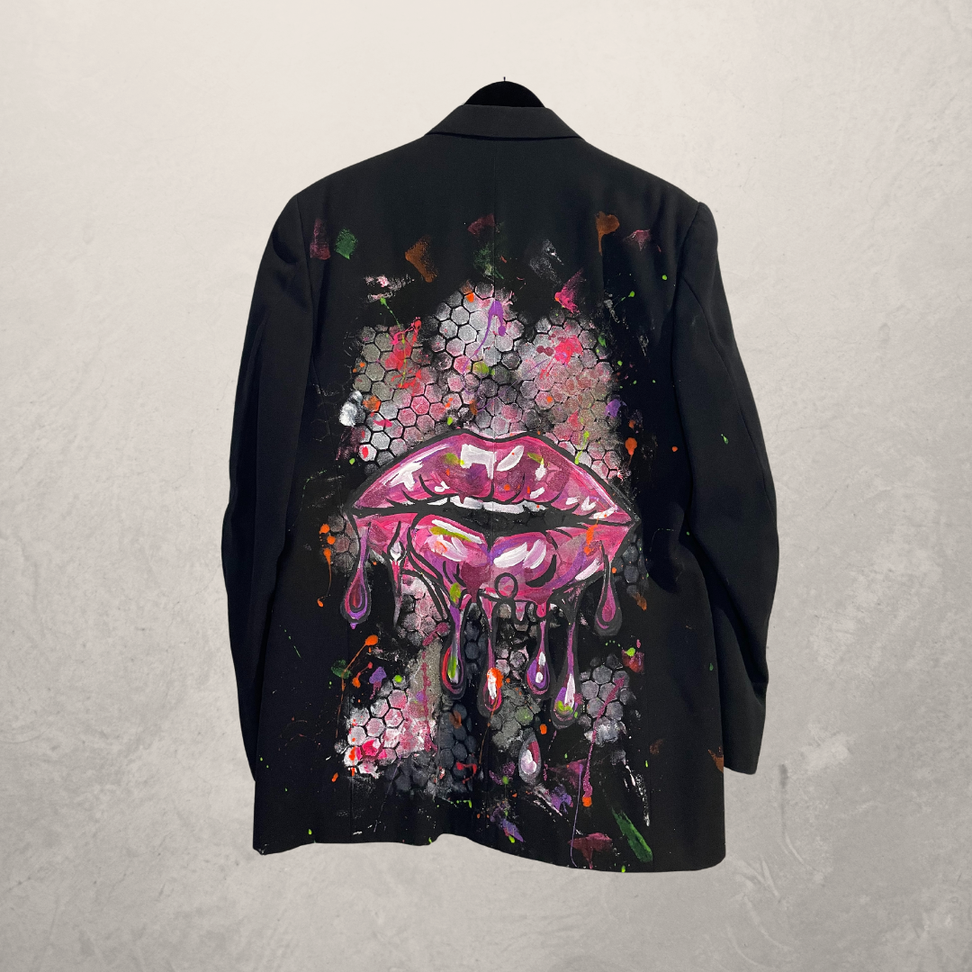 Red lips black boyfriend blazer OS - By @M.a.r.r.art