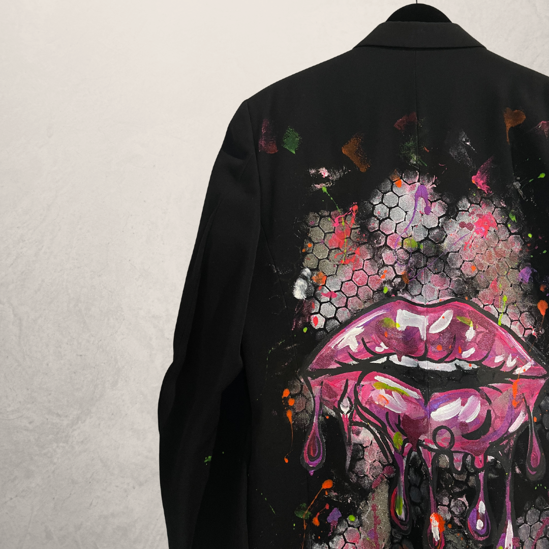 Red lips black boyfriend blazer OS - By @M.a.r.r.art