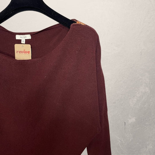 Reiss burgundy knitted zipper dress XS