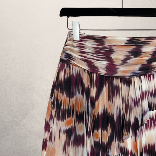 Reiss pink purple print mini skirt XS