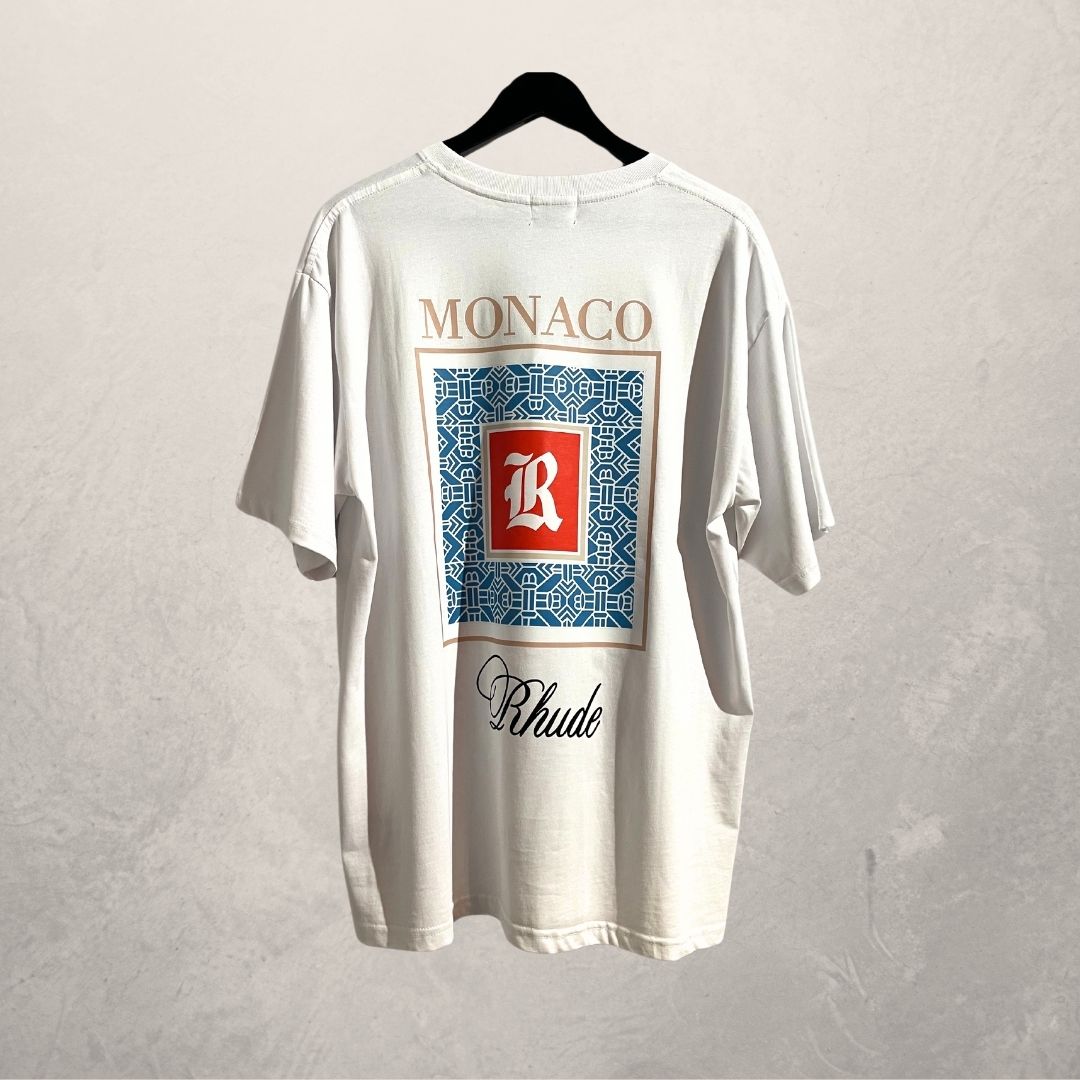 Rhude white graphic "Monaco" t shirt L