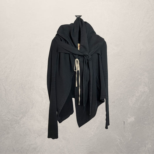 Rick Owen DRKSHDW zwarte fleece oversized hoodie S/M