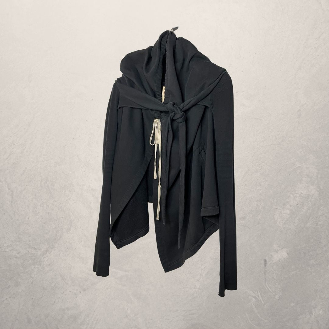 Rick Owen DRKSHDW zwarte fleece oversized hoodie S/M