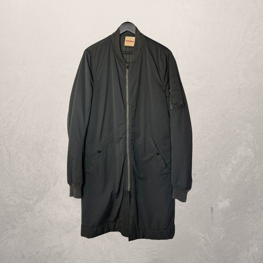 Rick Owens grey long bomber jacket M