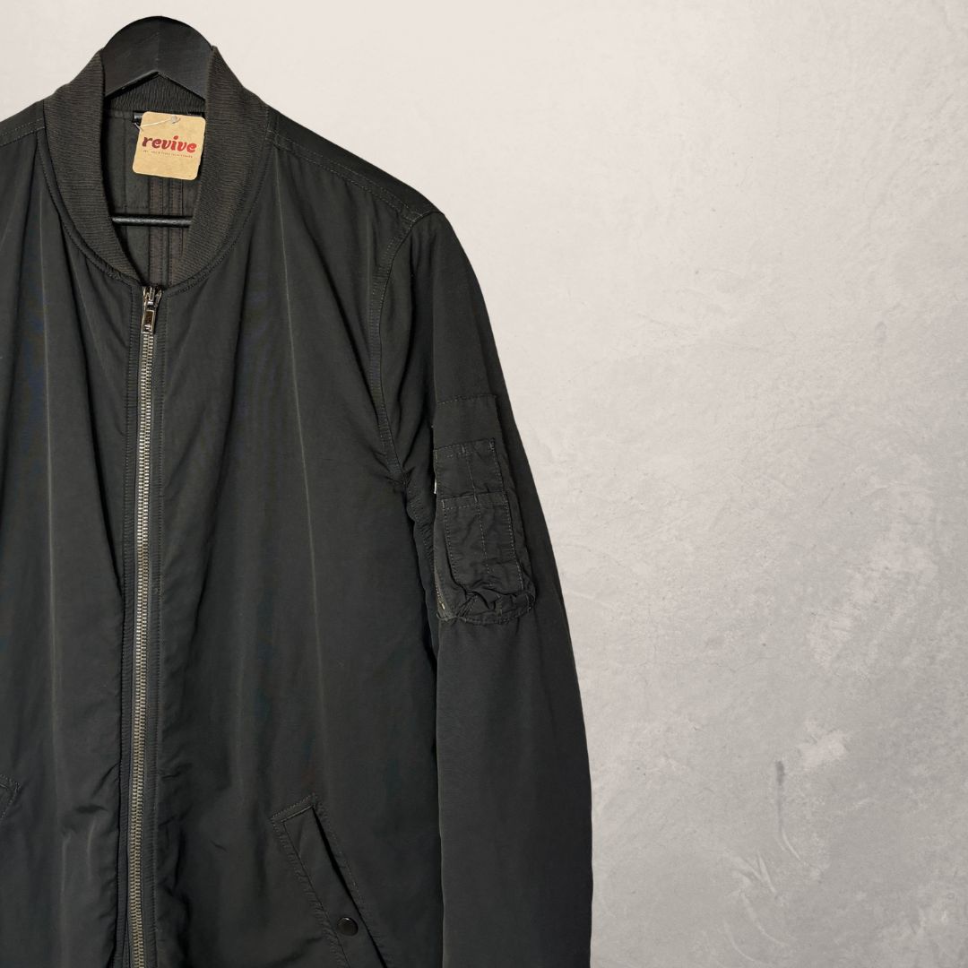 Rick Owens grey long bomber jacket M