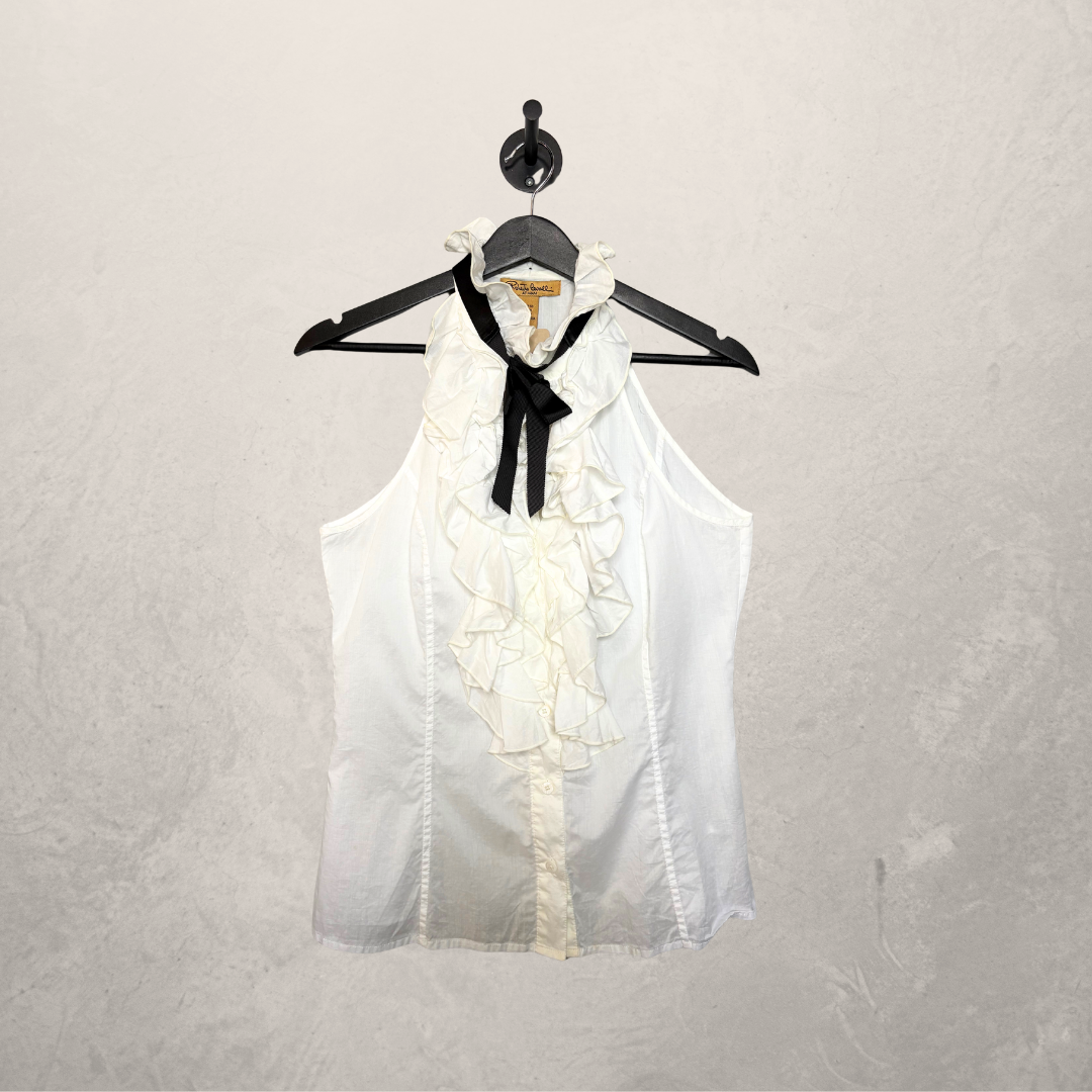 Roberto Cavalli by H&M witte ruffel top S