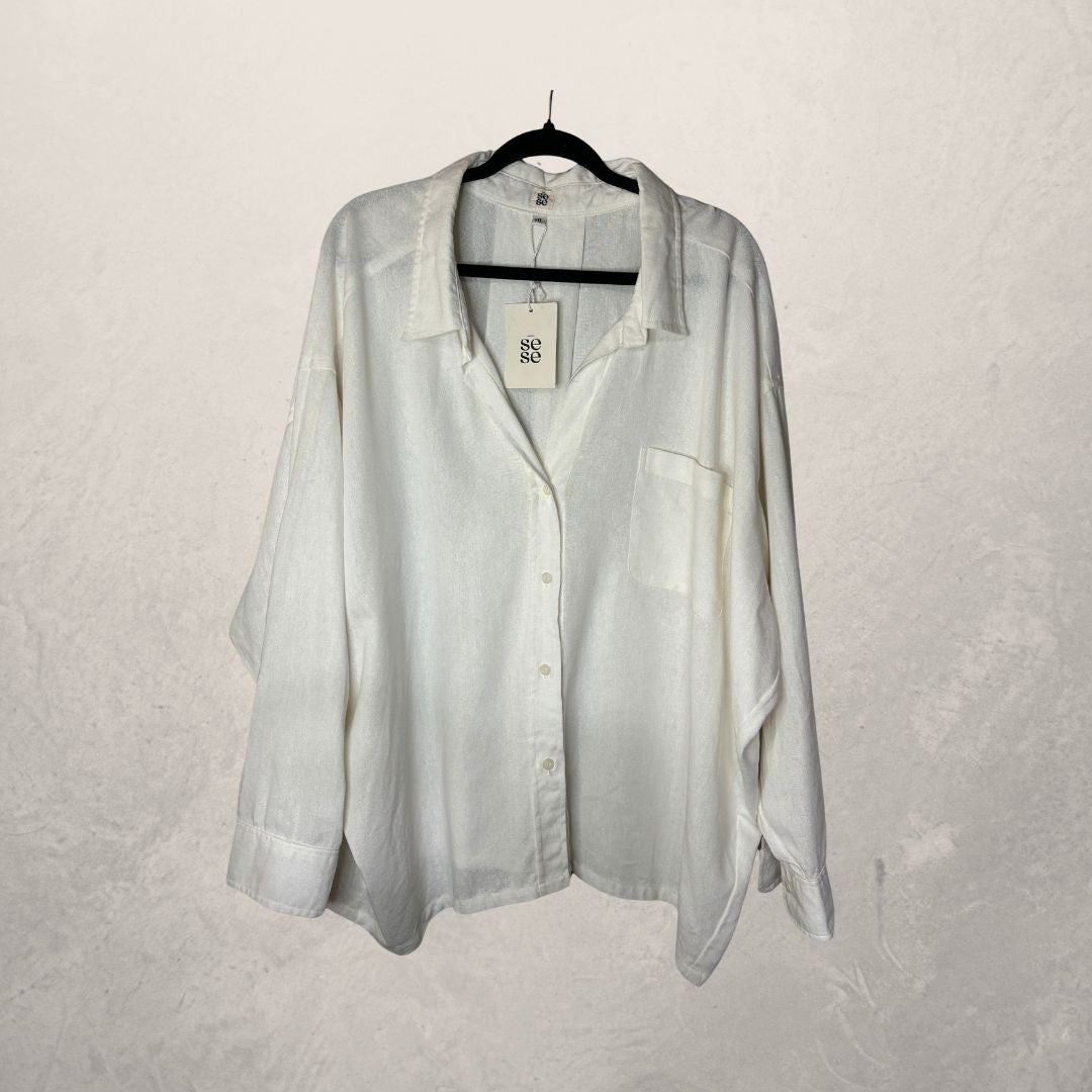 SESE wit Chloe overhemd linnenmix M/L