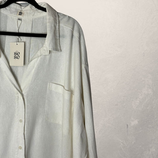 SESE white Chloe shirt linen mix M/L