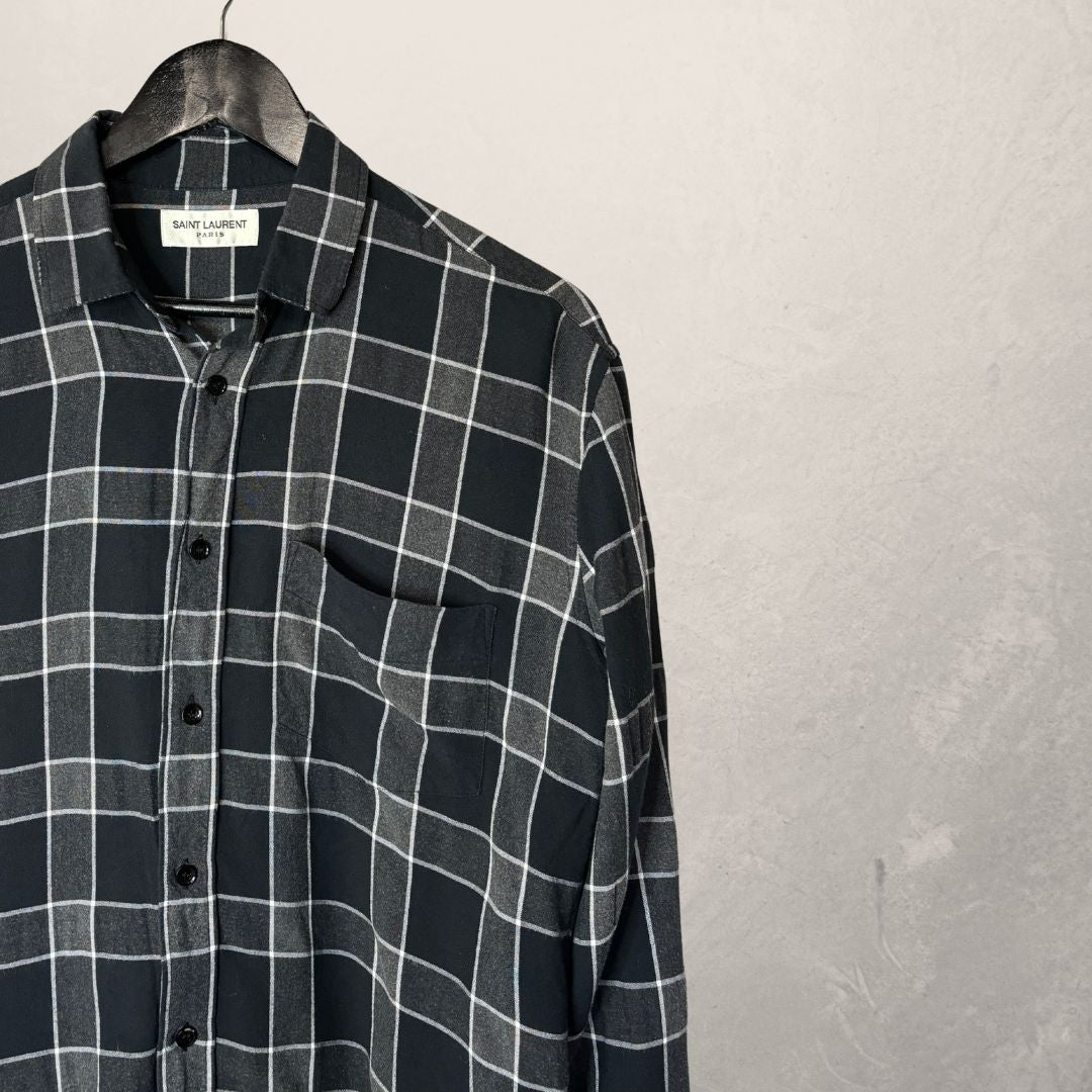Saint Laurent Paris black/grey checkered shirt M