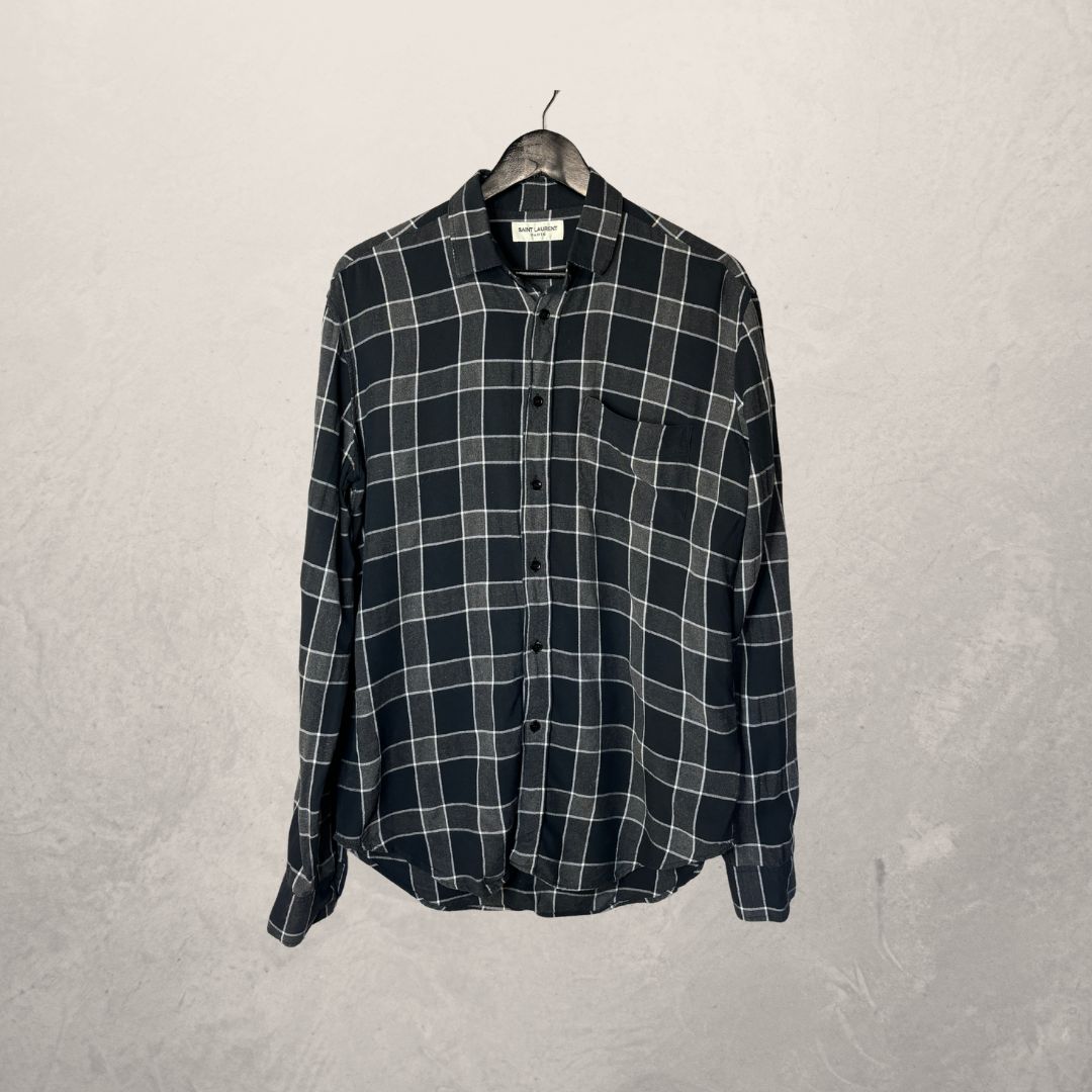 Saint Laurent Paris black/grey checkered shirt M