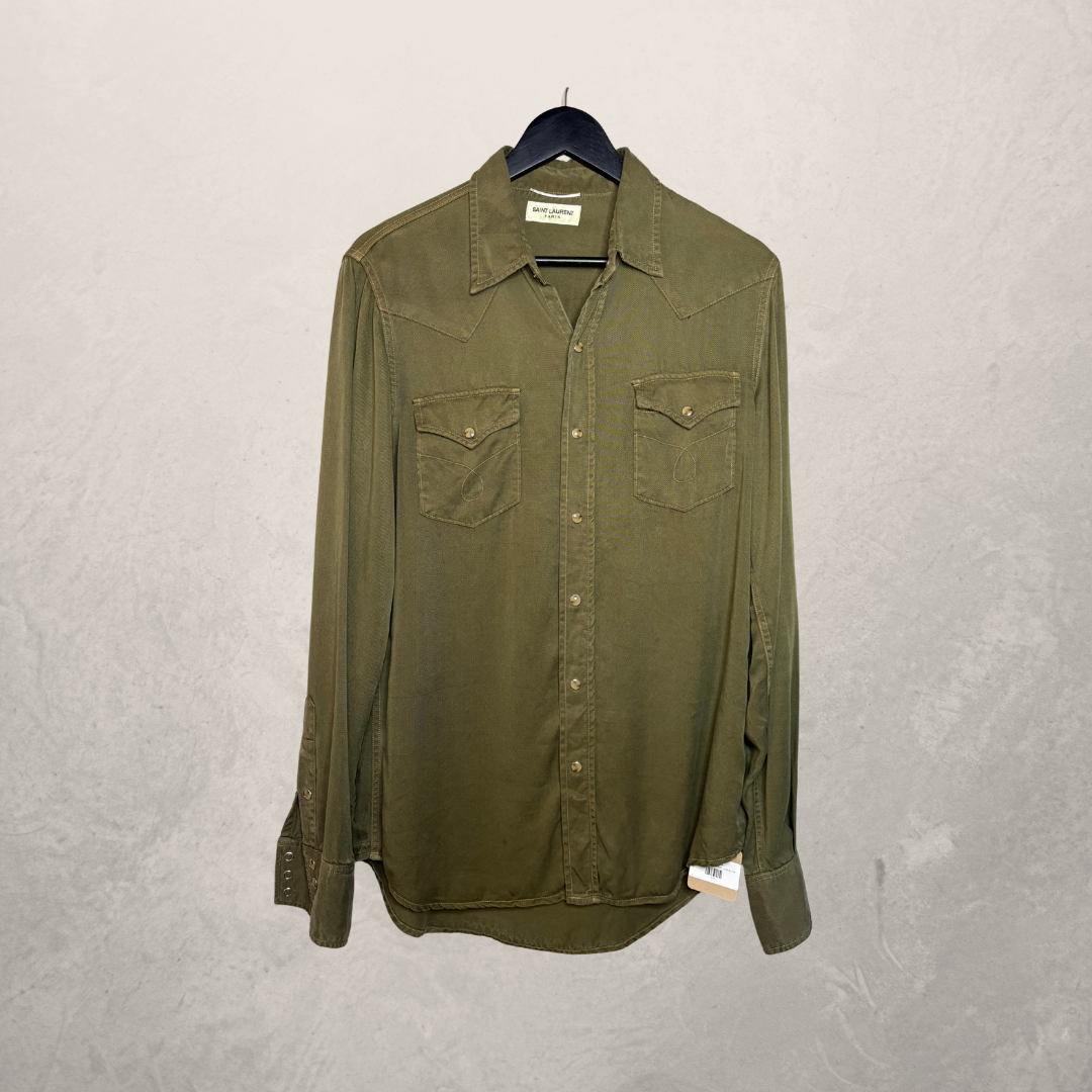 Saint Laurent Paris green 100% lyocell shirt M