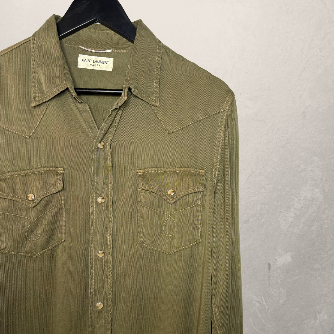 Saint Laurent Paris green 100% lyocell shirt M