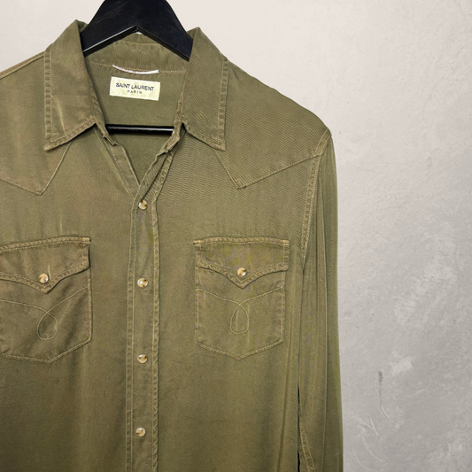 Saint Laurent Paris green 100% lyocell shirt M