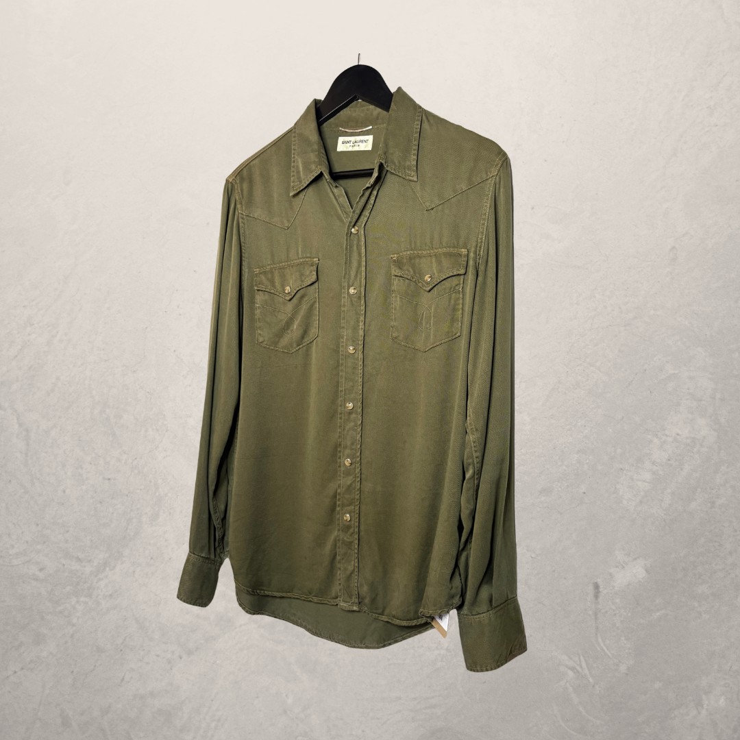 Saint Laurent Paris green 100% lyocell shirt M