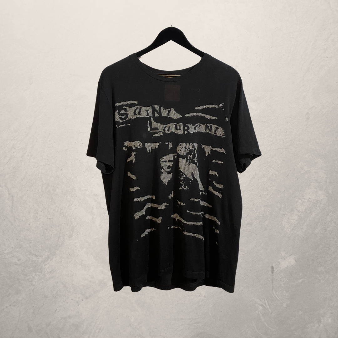 Saint Laurent zwart grafisch katoenen t-shirt M