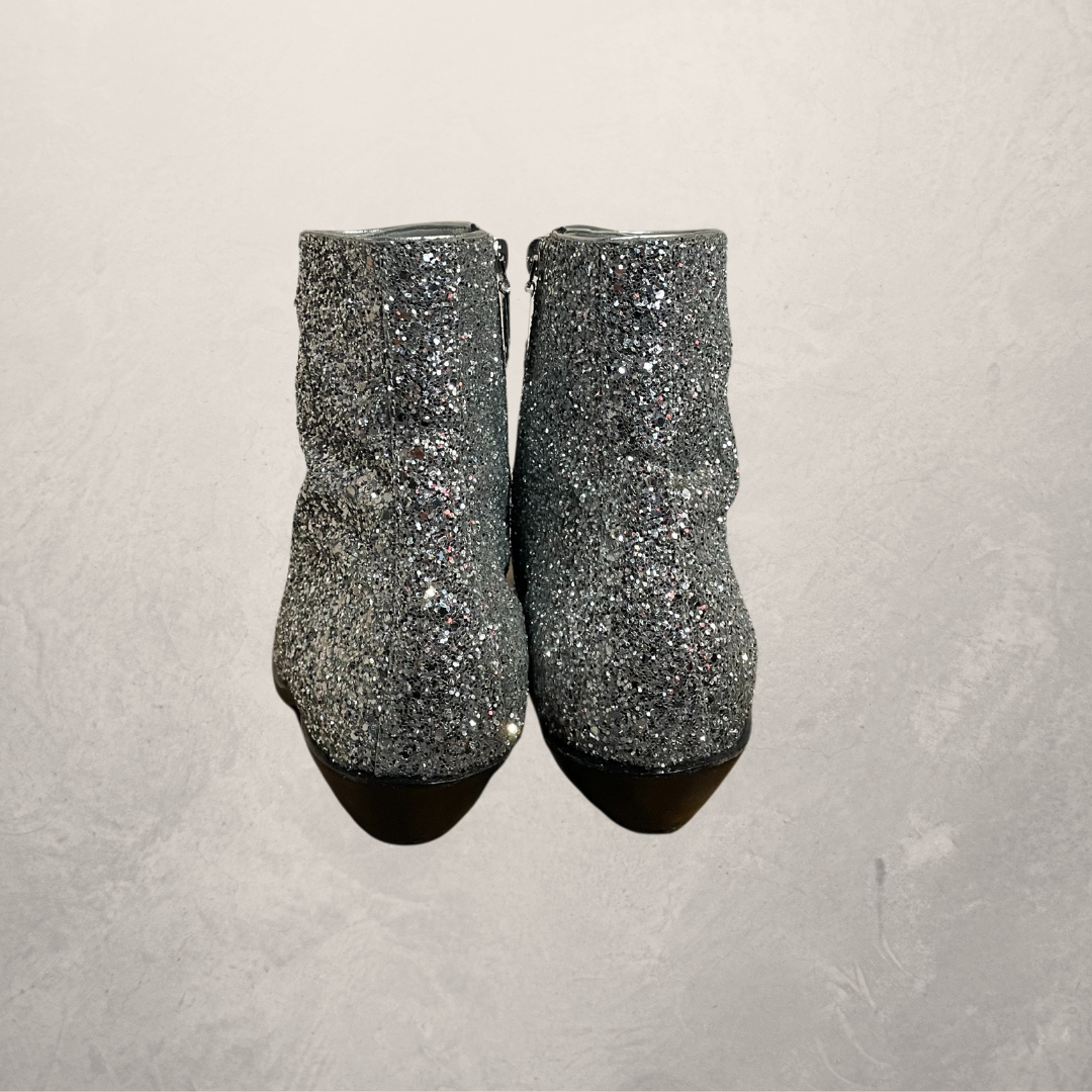 Saint Laurent silver sequin boots 38 1/2