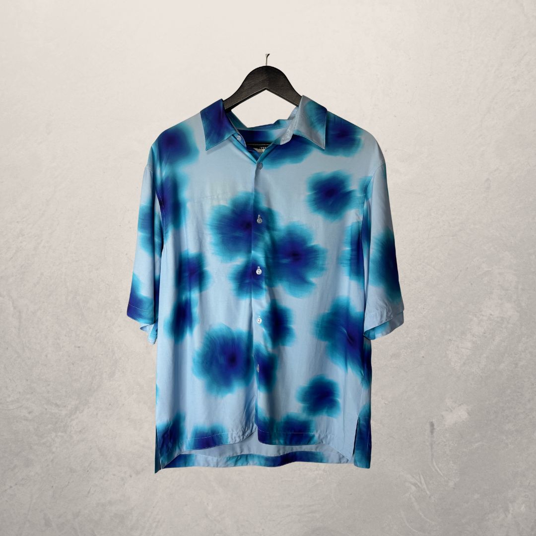 Sandro blue flowers shortsleeved shirt L