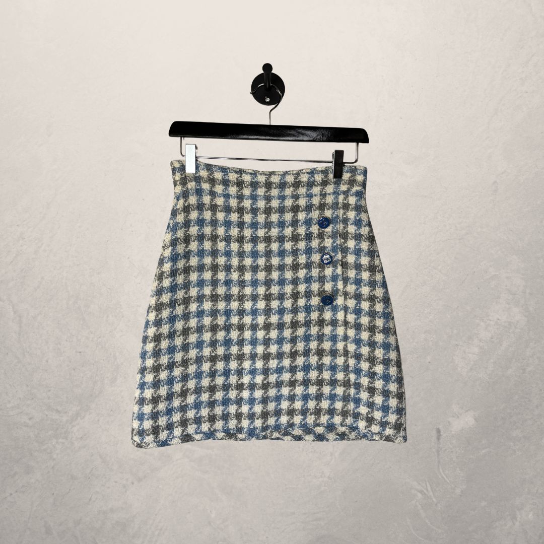 Sandro white/blue tweed skirt XS