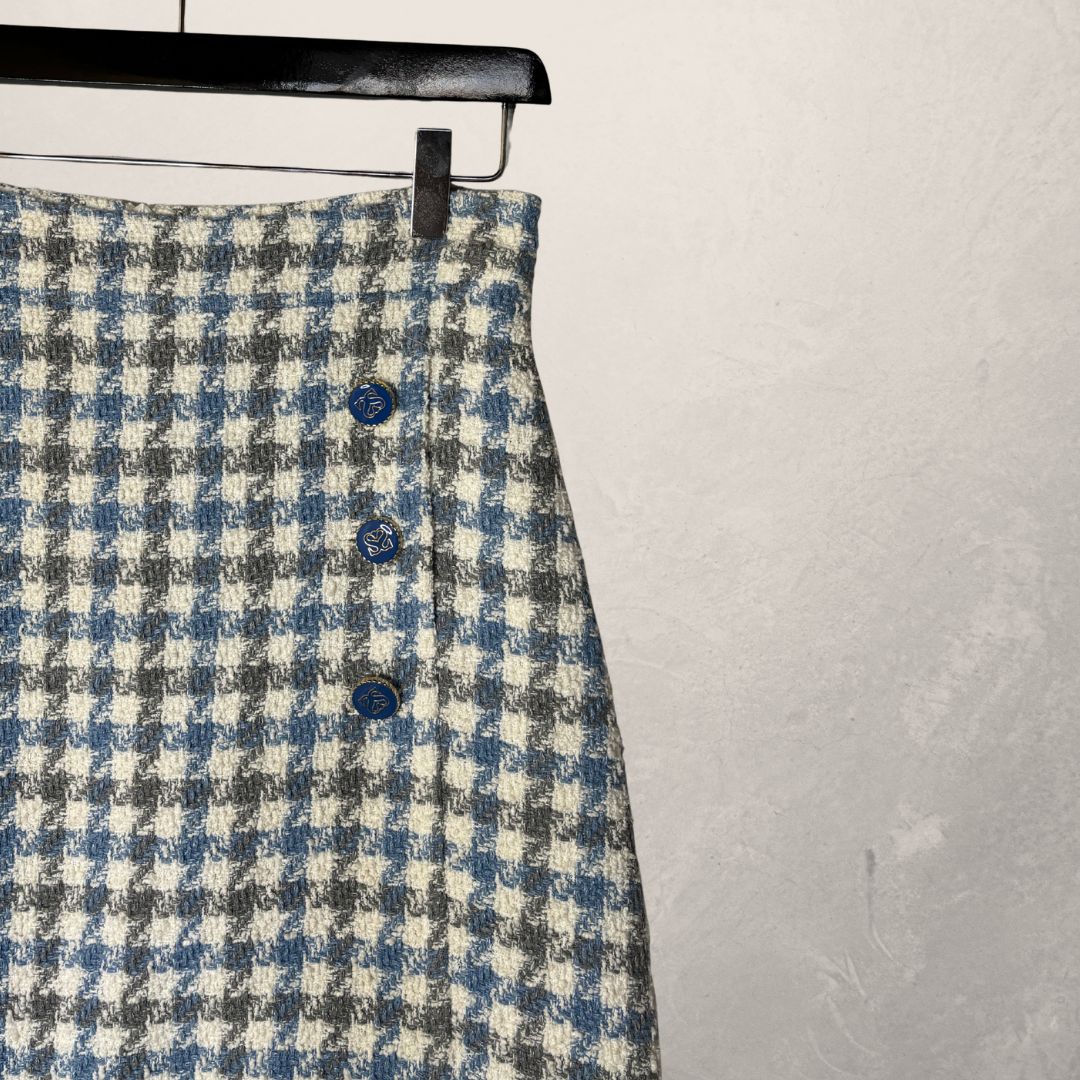 Sandro white/blue tweed skirt XS