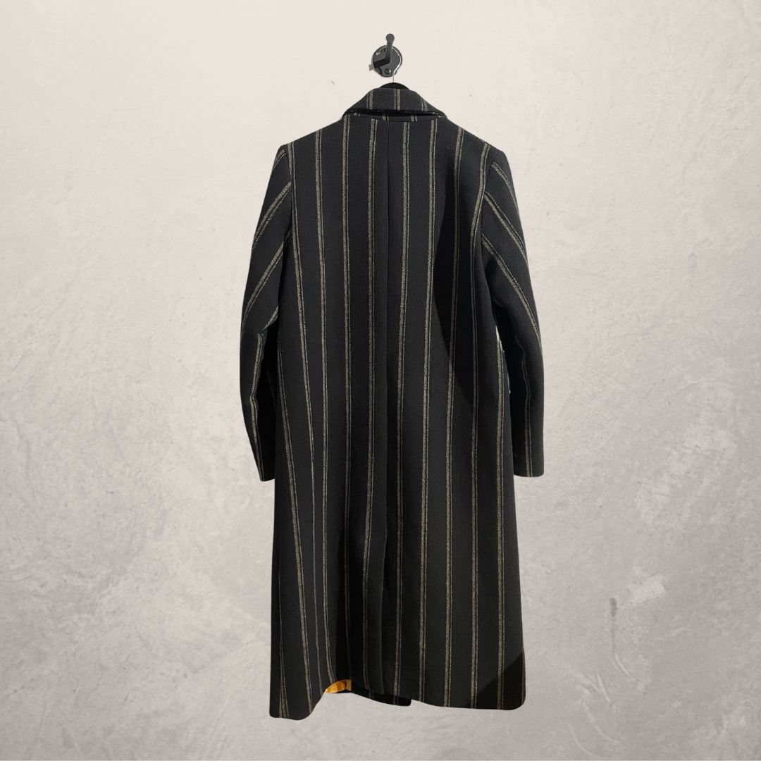 Scotch & Soda navy stripe wool blend trench coat L