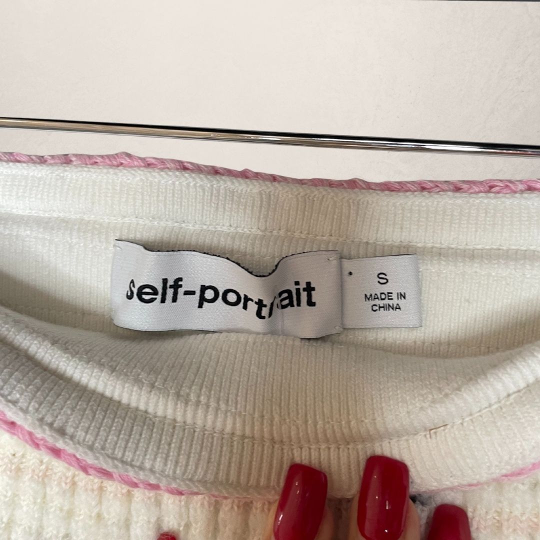 Self-Portrait white knitted mini skirt S