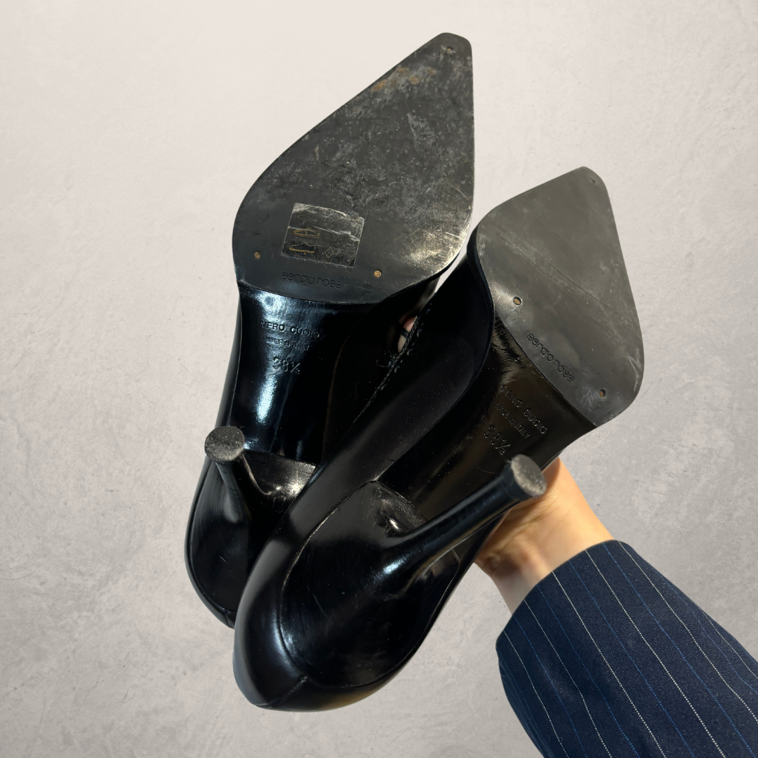 Sergio Rossi veter zwarte hakken 38,5 - Door Velvet Archive