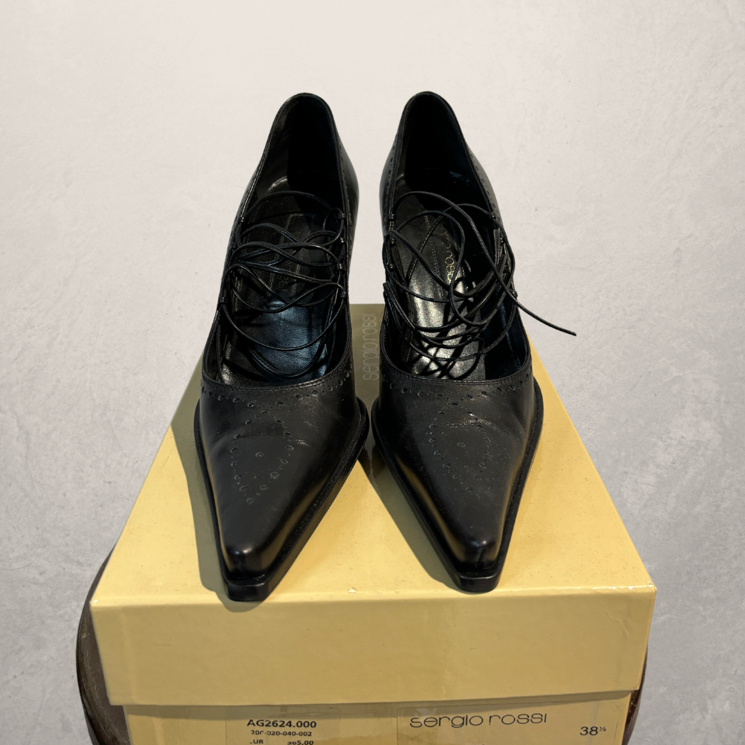 Sergio Rossi veter zwarte hakken 38,5 - Door Velvet Archive